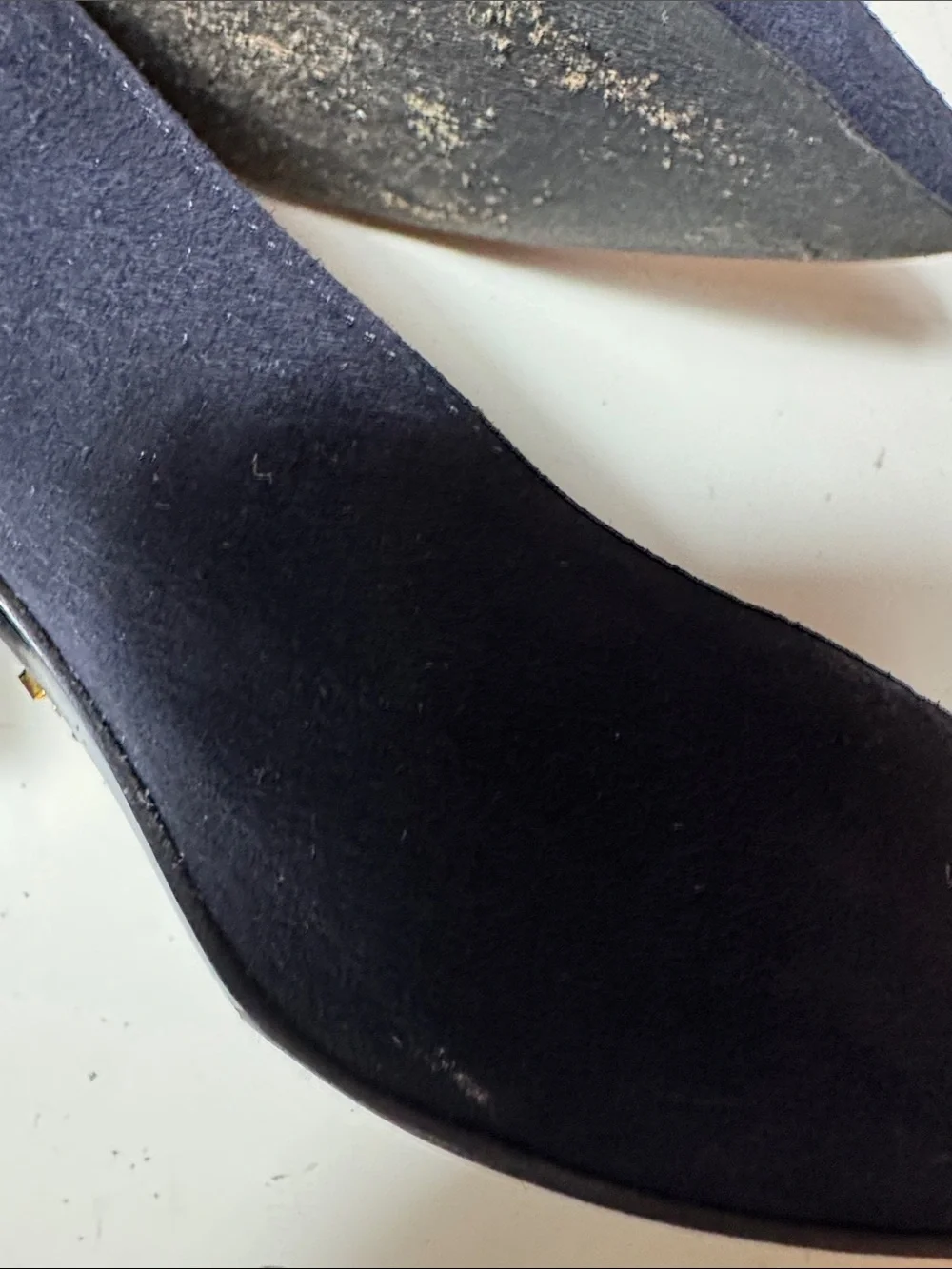 Prada Navy Suede Pointed-Toe Pumps